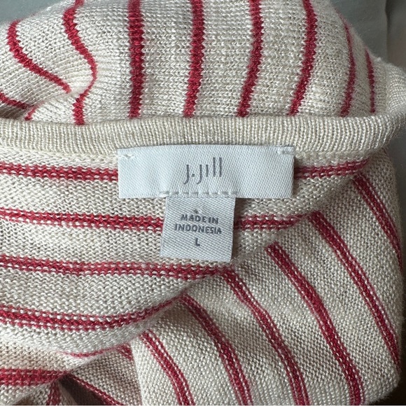 J. Jill Linen Blend Striped Sweater with Flounce Sleeve - Picture 7 of 8